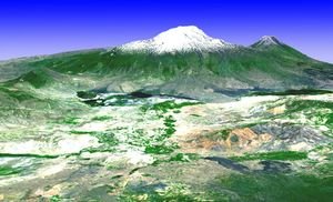 'n 3D-voorstelling van die Berg Ararat.